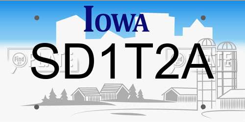 SD1T2A Iowa License Plate