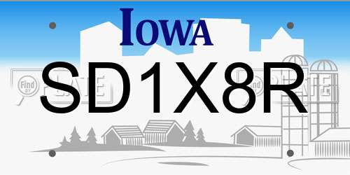 SD1X8R Iowa License Plate