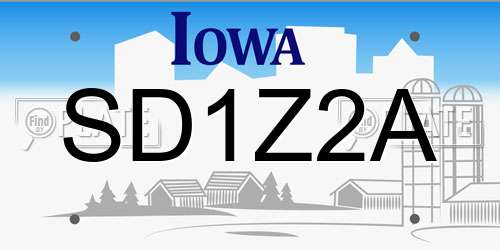 SD1Z2A Iowa License Plate