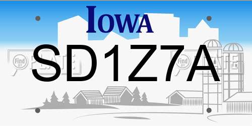 SD1Z7A Iowa License Plate