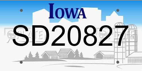 SD20827 Iowa License Plate