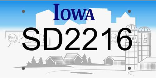 SD2216 Iowa License Plate