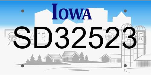 SD32523 Iowa License Plate