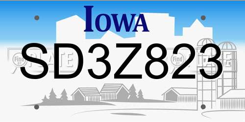 SD3Z823 Iowa License Plate