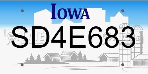 SD4E683 Iowa License Plate