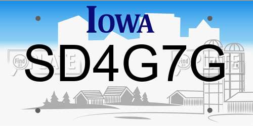SD4G7G Iowa License Plate