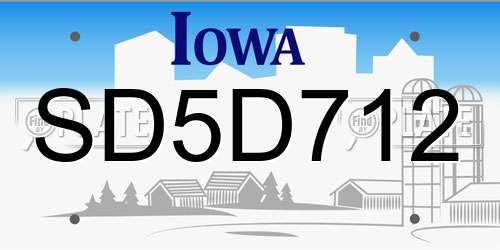 SD5D712 Iowa License Plate