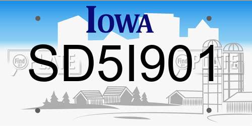 SD5I901 Iowa License Plate
