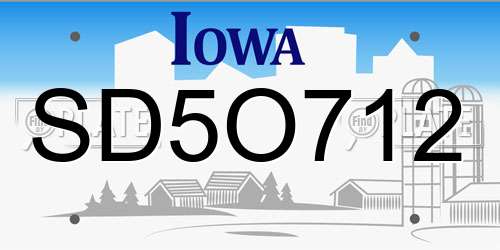 SD5O712 Iowa License Plate