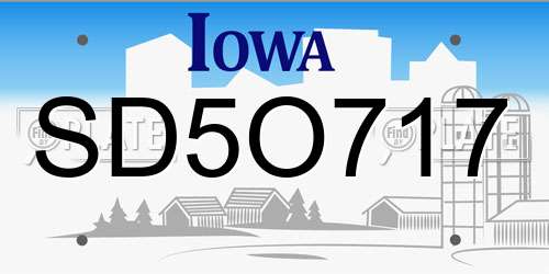 SD5O717 Iowa License Plate
