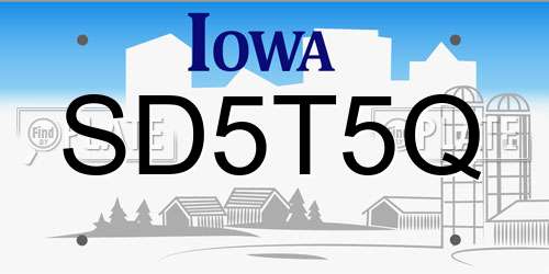 SD5T5Q Iowa License Plate