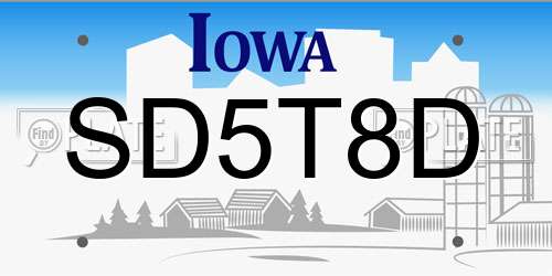 SD5T8D Iowa License Plate
