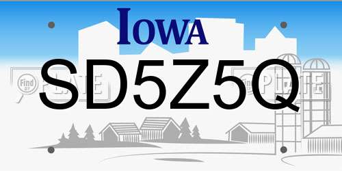 SD5Z5Q Iowa License Plate