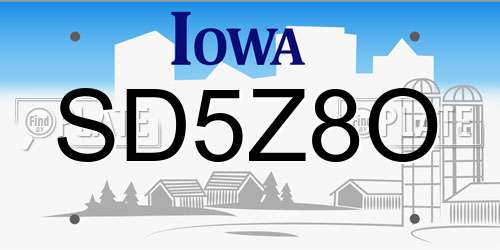 SD5Z8O Iowa License Plate
