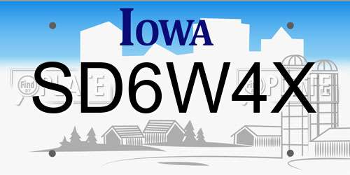 SD6W4X Iowa License Plate