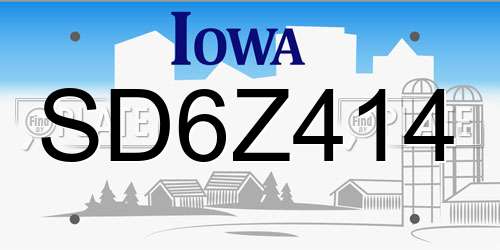 SD6Z414 Iowa License Plate