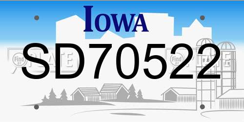 SD70522 Iowa License Plate