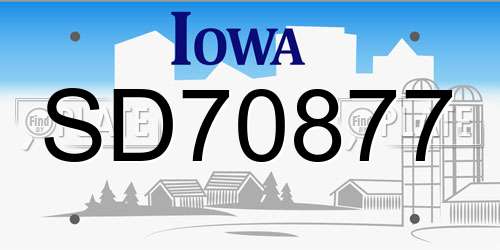 SD70877 Iowa License Plate