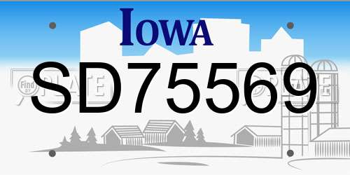 SD75569 Iowa License Plate