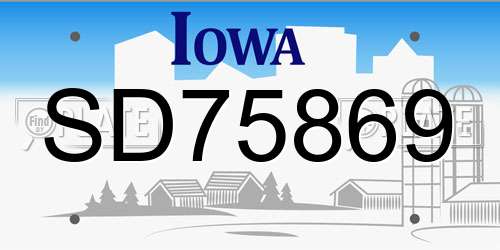 SD75869 Iowa License Plate
