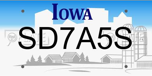 SD7A5S Iowa License Plate