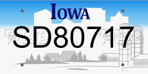 SD80717 Iowa License Plate