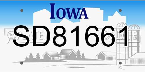 SD81661 Iowa License Plate