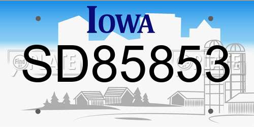 SD85853 Iowa License Plate
