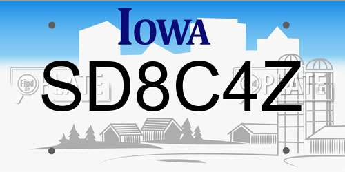 SD8C4Z Iowa License Plate