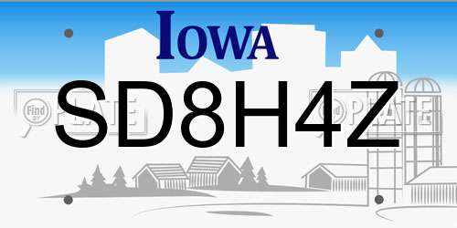 SD8H4Z Iowa License Plate