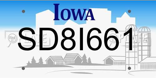 SD8I661 Iowa License Plate