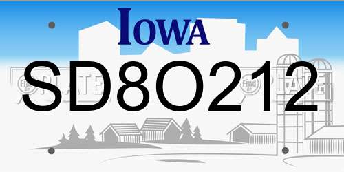 SD8O212 Iowa License Plate