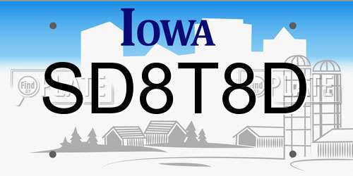 SD8T8D Iowa License Plate