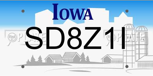SD8Z1I Iowa License Plate