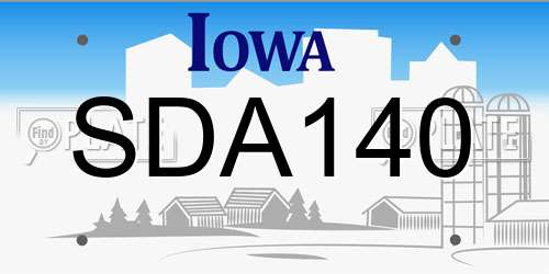 SDA140 Iowa License Plate