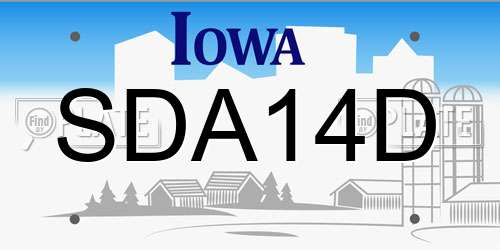SDA14D Iowa License Plate