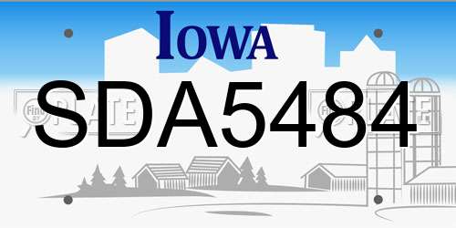 SDA5484 Iowa License Plate