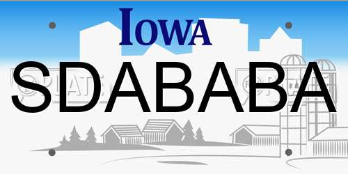 SDABABA Iowa License Plate