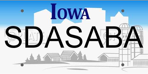 SDASABA Iowa License Plate