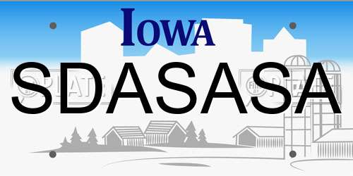 SDASASA Iowa License Plate