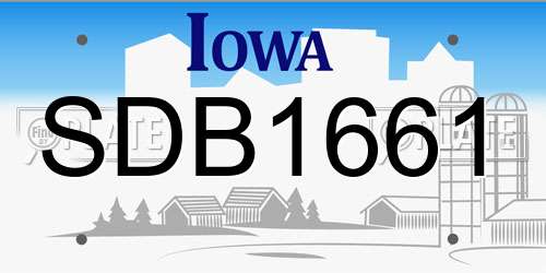 SDB1661 Iowa License Plate