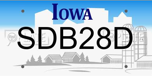 SDB28D Iowa License Plate