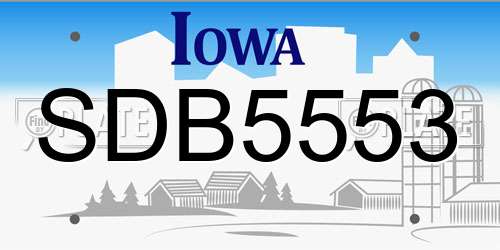 SDB5553 Iowa License Plate