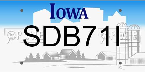 SDB71I Iowa License Plate