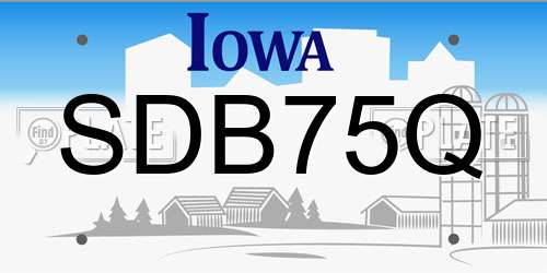 SDB75Q Iowa License Plate