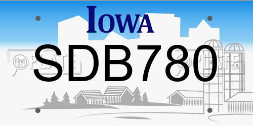 SDB780 Iowa License Plate