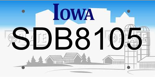 SDB8105 Iowa License Plate
