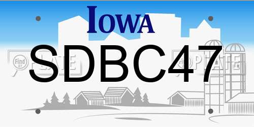 SDBC47 Iowa License Plate