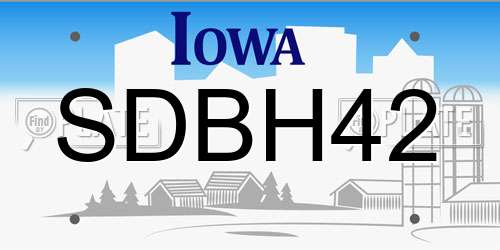 SDBH42 Iowa License Plate