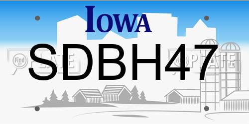 SDBH47 Iowa License Plate
